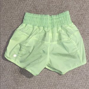 Neon Yellow Lululemon Shorts, Size 4 2.5”